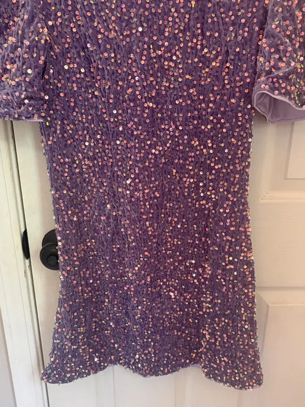 SHEIN Short Sleeve Purple Sequined Mini Dress - Image 8