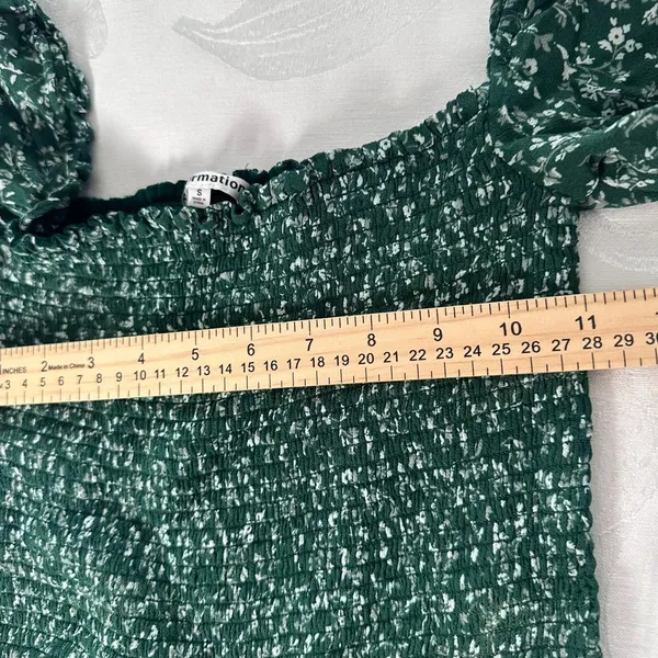 Reformation‎ Womens Size S Pinto Floral Top Green Ditsy Print Smocked Cropped - Image 4