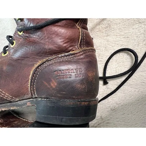 Santa Fe Boot Company Women's 7.5 Brown Leather Lace-Up Western Boots Vintage - Image 16