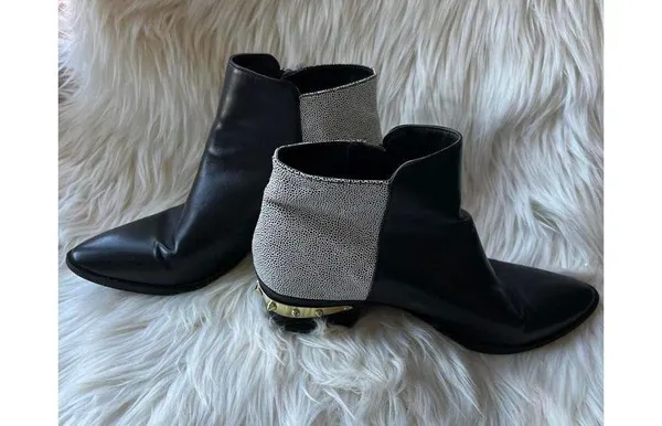 Circus by Sam Edelman Black & white Ankle Boots with Decorative Heel size 8.5 - Image 2