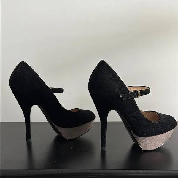 Rue21 Black and Gray/Tan‎ Platform Heels Sz SM - Image 8