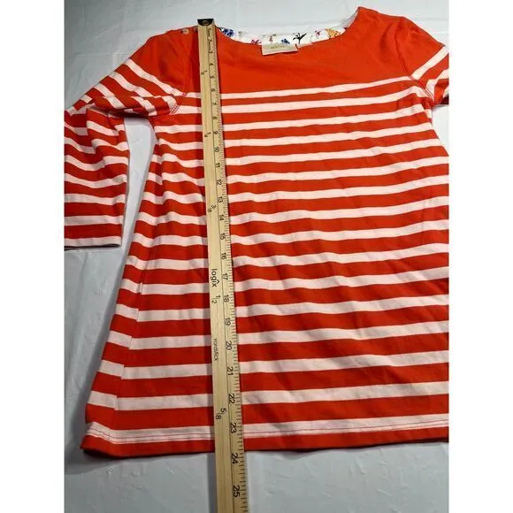 Maeve‎ orange and White Striped 3/4 Sleeve Top Casual Nautical Style XS - Image 4