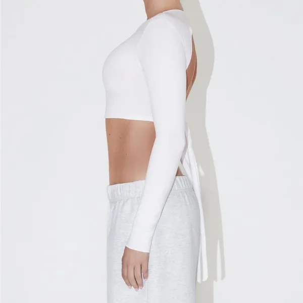 KHY Kylie Jenner Archive Long Sleeve Wrap Top in White Size Medium NEW - Image 2