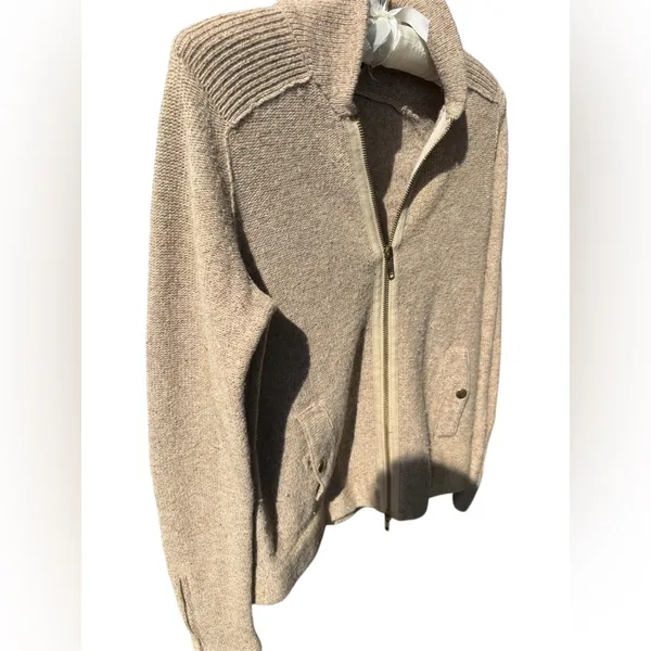 J. Crew Merino Wool Brown Metallic Zip Front Cardigan‎ Sweater Small Women’s - Image 2