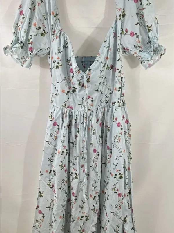 Hill House Ophelia in Pond Floral Midi Dress with Puff Sleeve — Size M - Image 3