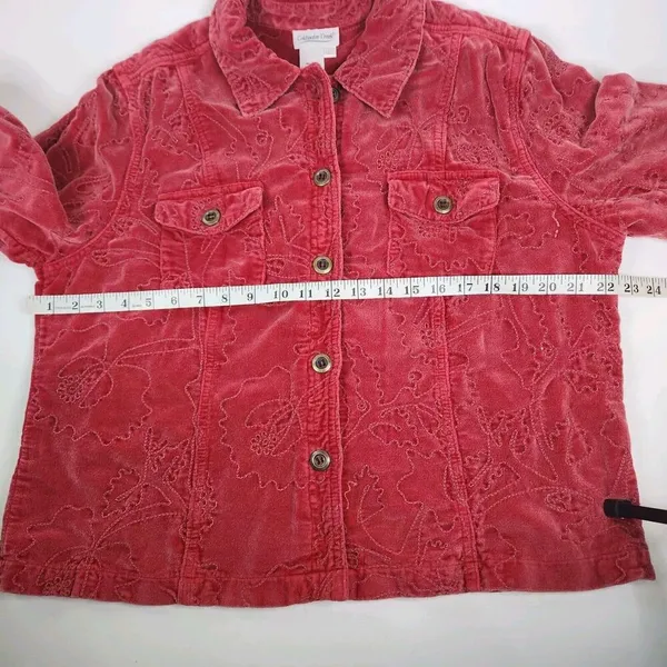 Coldwater Creek Red Velvet Embroidered Jean Jacket Style Women's Sz Large Boho - Image 6
