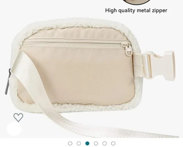 Fleece Belt Bag Women Sherpa Crossbody Waist Bag Adjustable strap Cream color Ne - Image 4