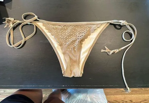 Suede Floral Bikini Tan - Image 10