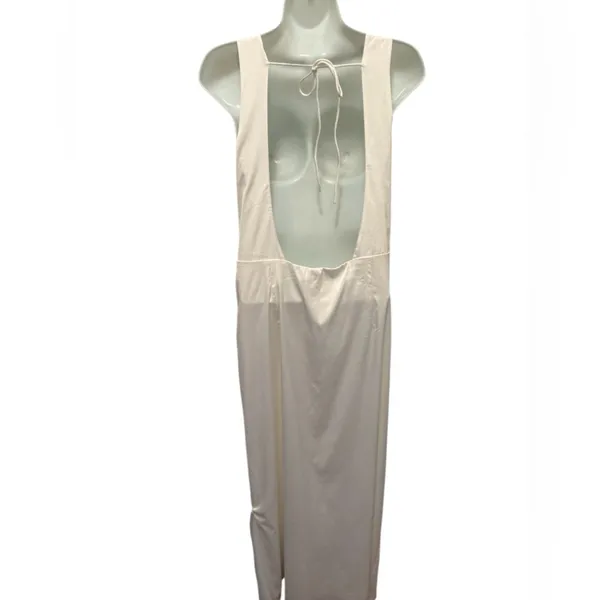 Abercrombie & Fitch Wedding Gown Sz XL Winter White Cut Out Back Slit Side Satin - Image 3