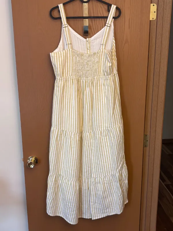 Sonoma Cotton Linen Blend Summer Dress Striped Adjustable Strap - Image 6