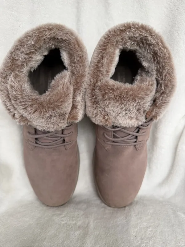 Skechers On-the-Go City 2 Winter Wishes Taupe Suede Ankle Boots 11 - Image 3