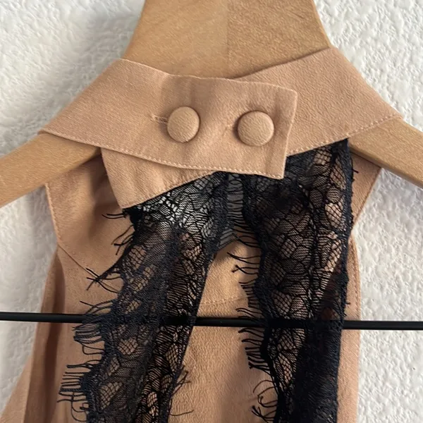 NWT For Love of Lemons Neutral Open Black Lace High Neck Tank Top XS - Image 3