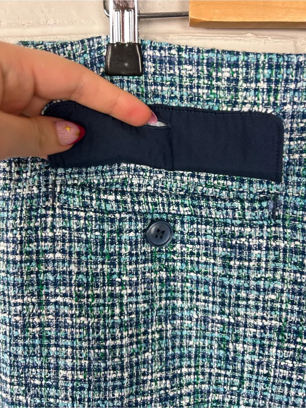 LOFT Blue Green Tweed Skirt Size 14 - Image 8
