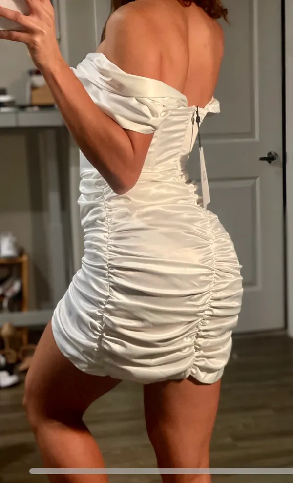 LEAU Satin Draped Dress - Image 3