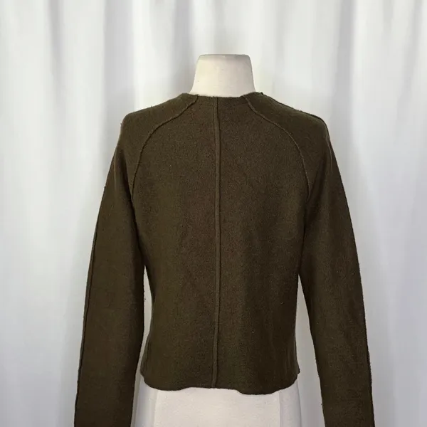 Anthropologie KNITTED & KNOTTED Green Wool Zippered Cable Knit Cardigan Medium‎ - Image 9