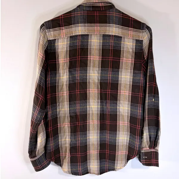Ralph‎ Lauren Plaid Western Cowgirl Rodeo Shirt Brown Pink XS Roll Tab Sleeve - Image 3
