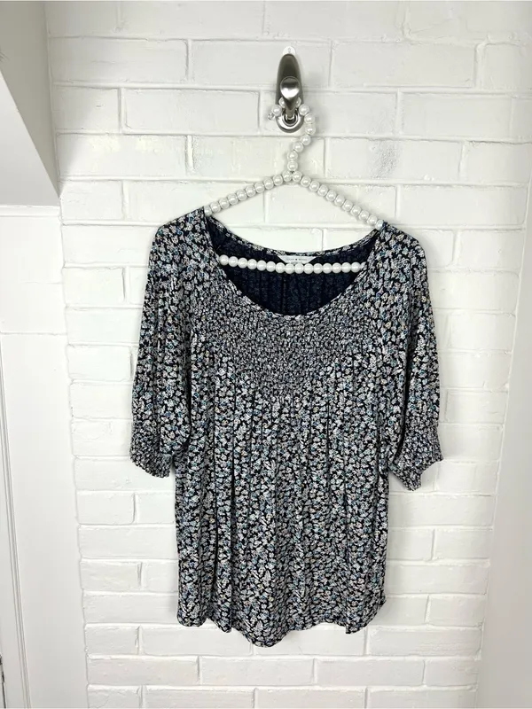 Lucky Brand Floral Peasant Top Size L - Image 2