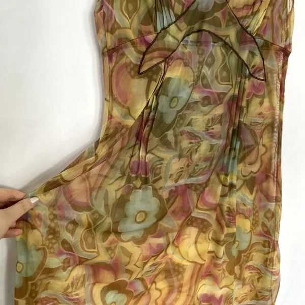 NWT Cinta sheer 90s flutter sleeve a-line dress women's size medium nylon - Image 4