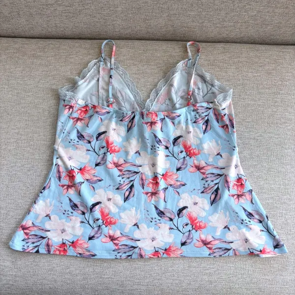 Jessica Simpson Floral Cami Top Large Lace Trim Coquette Cottage Romantic Whimsy - Image 3