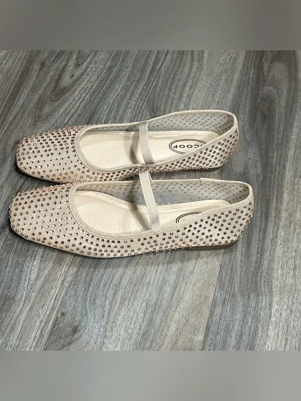 Scoop Embellished Mary Jane Flats in Light Beige - Image 2