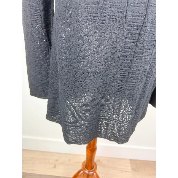 Raey Black Organic Cotton Textured Pointelle Crochet Knit Sweater‎ Dress Italy - Image 13