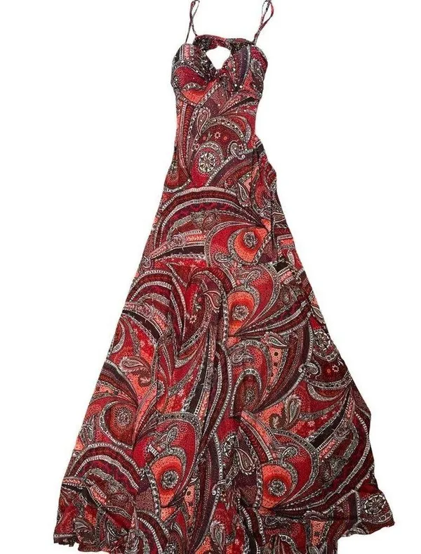 BCBG Maxazria Long Colorful Dress With Open Back - Image 2