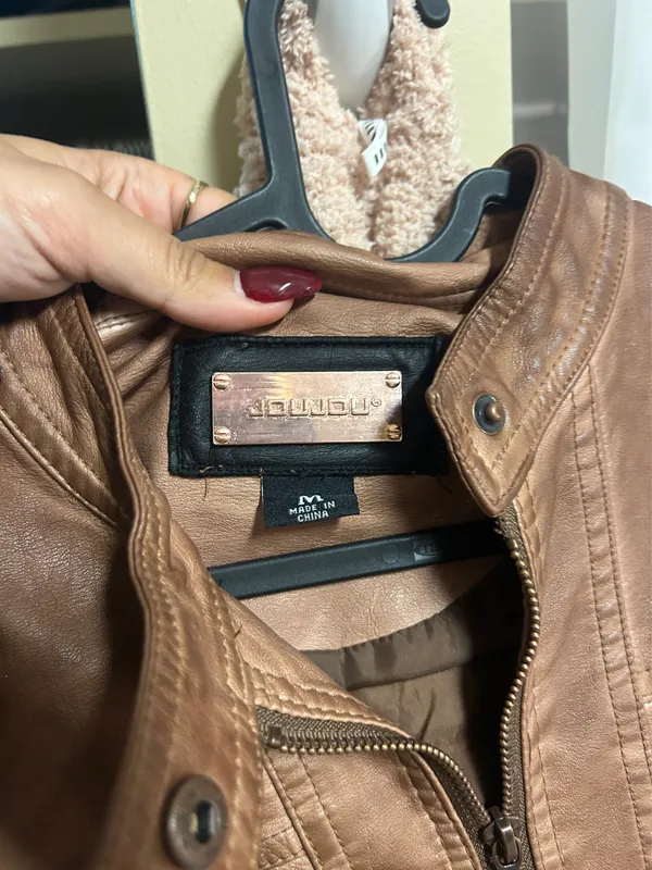 JouJoue Brown Vegan leather jacket Size Medium - Image 3