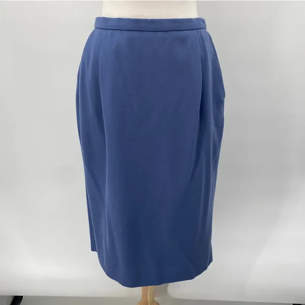 Vintage Pendleton Virgin Wool Skirt Suit Set Collarless Blazer Powder Blue 12 - Image 12