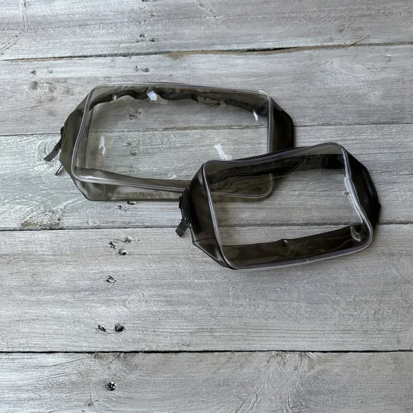Set Of 2 Clear Black Outlined Zipper Travel Case Small Concert Festival‎ - Image 2