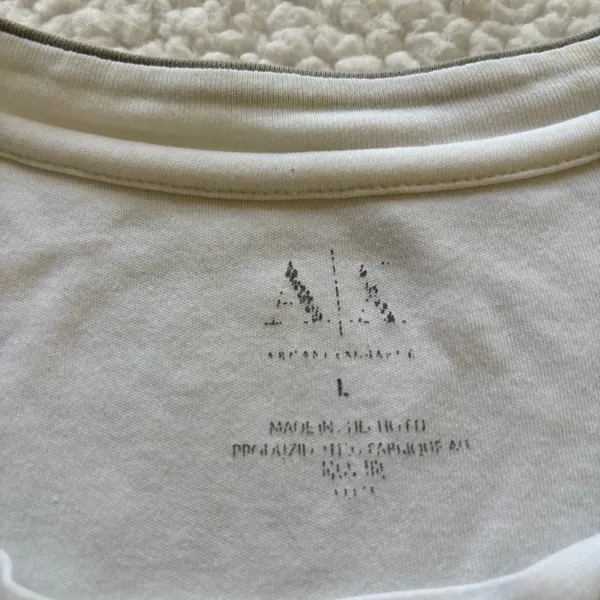Armani Exchange White Contrast Trim V-Neck Long Sleeve T-Shirt Sz L Quietluxury - Image 2