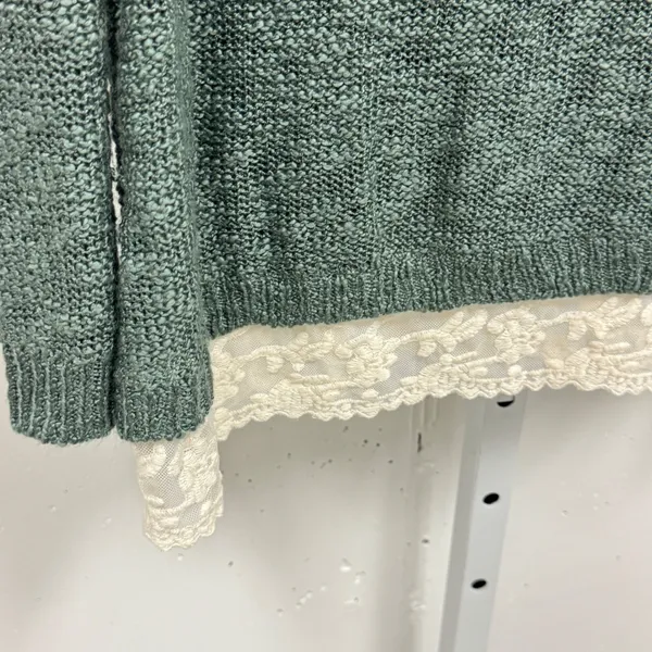 Pink Republic Dried Sage Green Lace Trim Knit Sweater PF522547SK-112 Large - Image 5