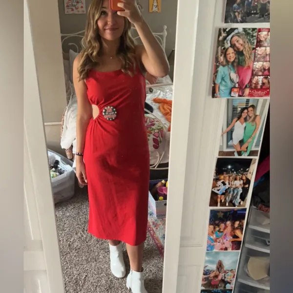 Red midi dress Size M - Image 2