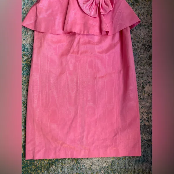 Vintage 60s pink peplum formal bridesmaid dress, size 7/8 - Image 4
