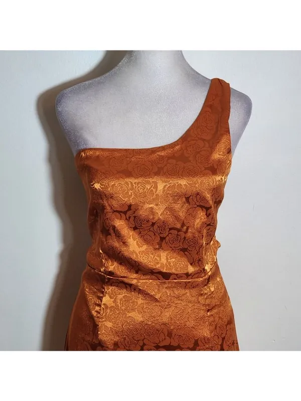 Lucy in the Sky Orange One Shoulder Mini Dress Size Small - Image 3