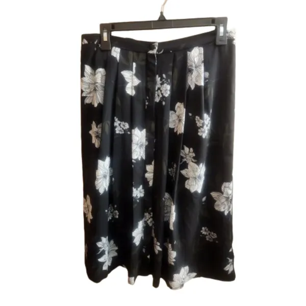 NWT Womens Size 6 Banana Republic Black Print Pleated Button-Front Midi Skirt - Image 4