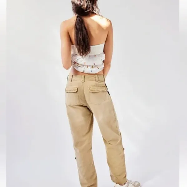 NWOT FREE PEOPLE Cleo Washed Chino Trouser Pants SZ-4 - Image 4