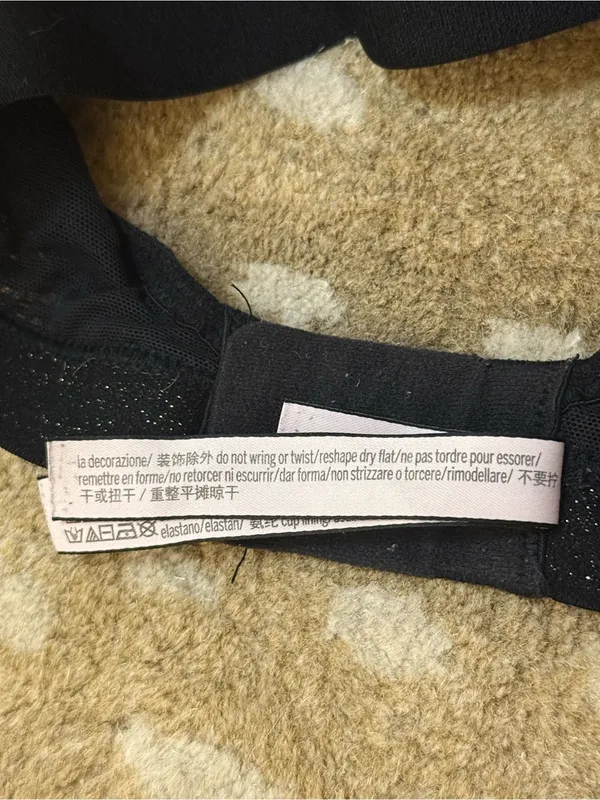 Victoria’s Secret Lightly Lined Demi Bra Black Lace Logo Band 34DD - Image 11