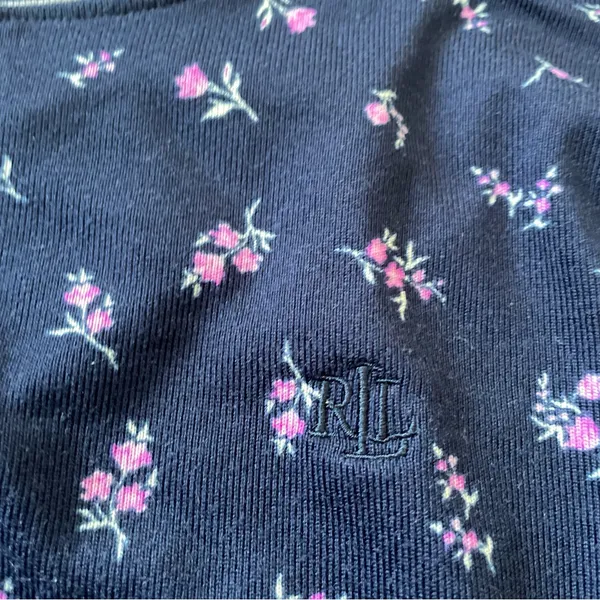 Lauren Ralph Lauren Floral Pajama Top Women Large Navy Blue Feminine Cottagecore - Image 4