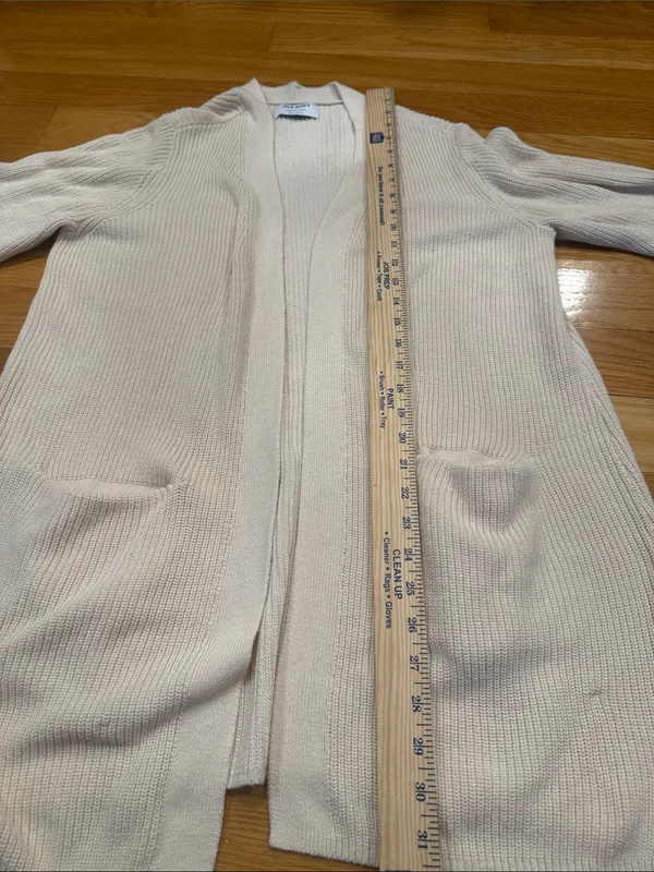 Old Navy cream longline open front Cardigan sweater size large . - Image 8