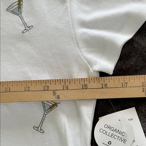 White T-Shirt with Martini Glass Print - Image 6