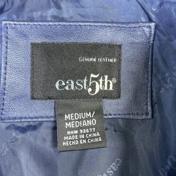East 5th Women’s 100% Leather Jacket blue medium moto y2k retro fitted - Image 6