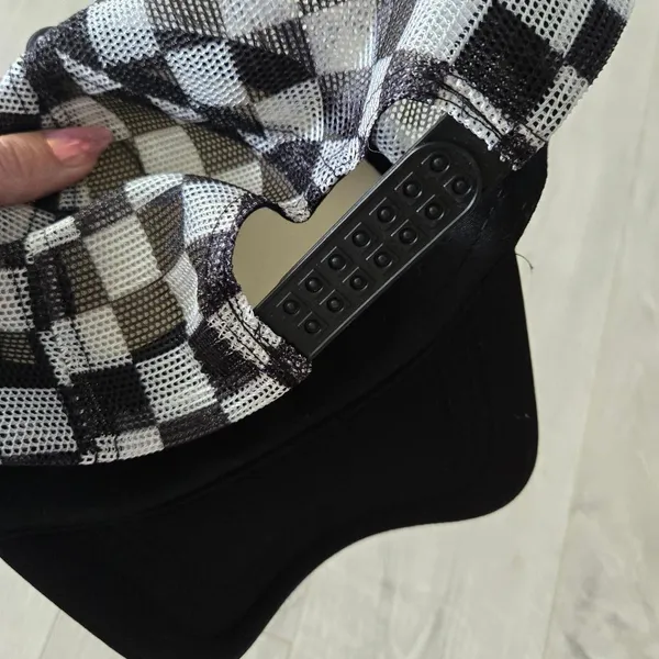 Black and White Checkered Trucker Hat - Image 5