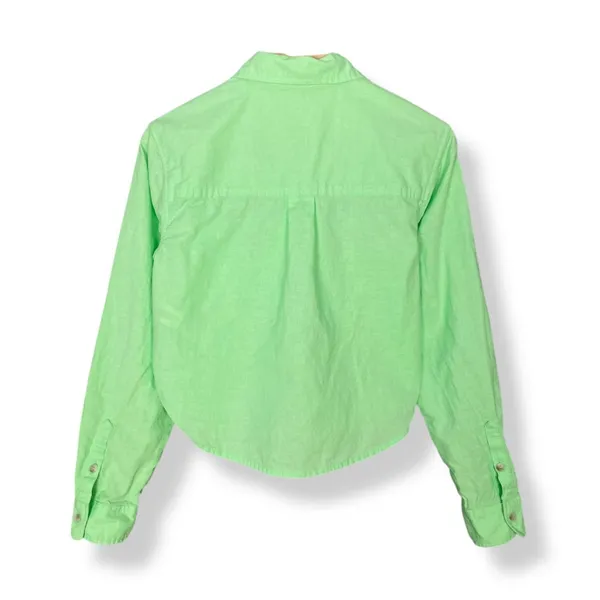 Universal Thread Crop Top Light Neon Green Cotton Linen‎ Size XS Long Sleeves - Image 4