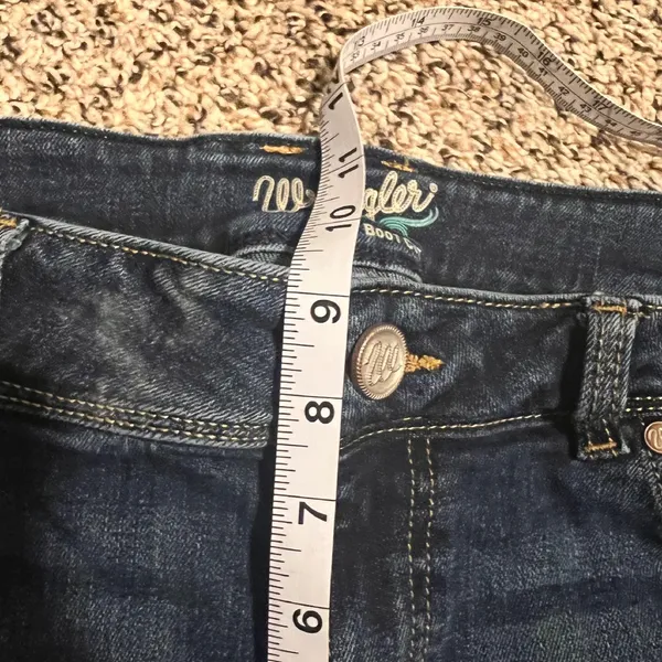 Wrangler Boot Cut Jeans Frayed Hem Dark Wash Denim Junior Size 11/12x32‎ - Image 5
