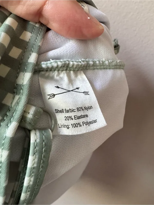 Riley + Cru‎ Sage Gingham One Piece Knotted Bathing Suit Mama Suit Size Medium - Image 3
