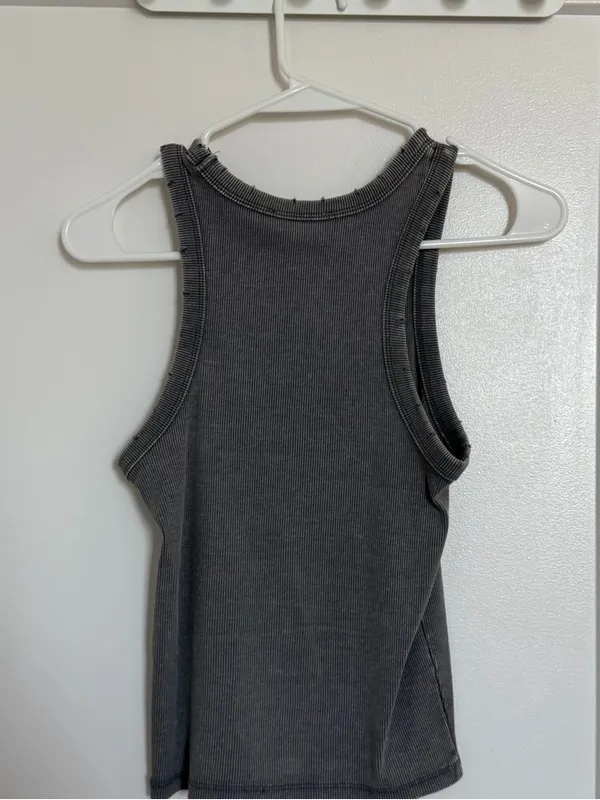 Zara Charcoal Ribbed Tank Top - Sleeveless Crew Neck - Image 2