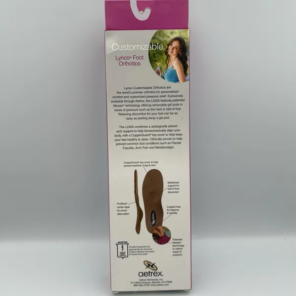 Lynco Aetrex Orthotics L2405 Womens 12 Customizable Med/High Arch Anti-Microbial - Image 3