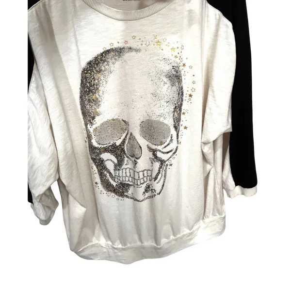 Torrid Super Soft Slub Jersey Skull Graphic Raglan Tee Edgy Halloween Size 2(2X) - Image 12