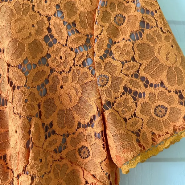 👗 🌟 Anthropologie Rachel Parcell Orange Lace Midi Dress S like XS 0 2 Wedding - Image 10