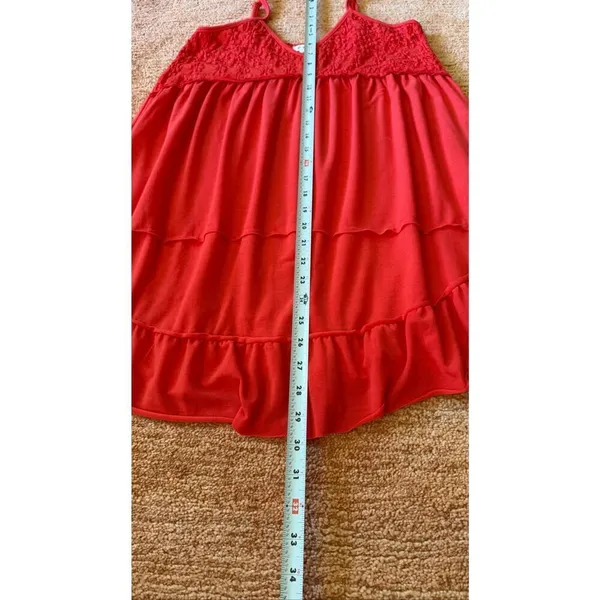 POL Coral Red Lace Slip Dress Nightgown Size S - Image 6